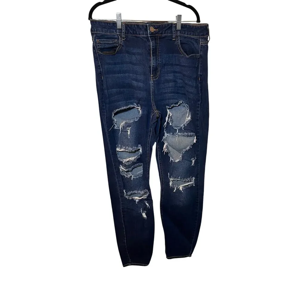 Ms. Cello Woman's 18 Plus Size Denim High Rise Distressed Stretch Skinny Jeans